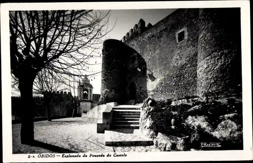 Ak Obidos Portugal, Esplanada da Pousada do Castelo, Festung