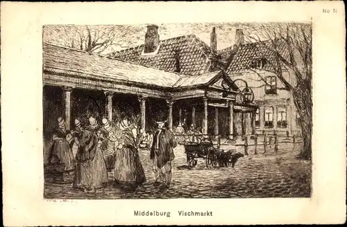 Künstler Ak Matthes, P., Middelburg Zeeland Niederlande, Vischmarkt