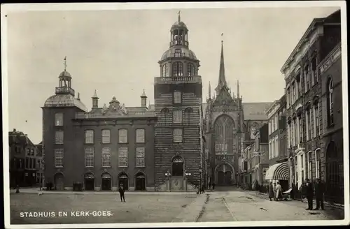 Ak Goes Zeeland Niederlande, Stadhuis en Kerk