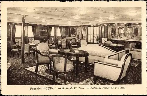 Ak Paquebot Cuba, CGT French Line, Salon de 1re classe