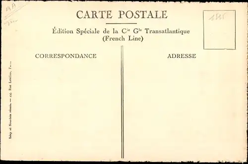 Ak Paquebot Cuba, CGT French Line, Salle à manger, 1res Classes