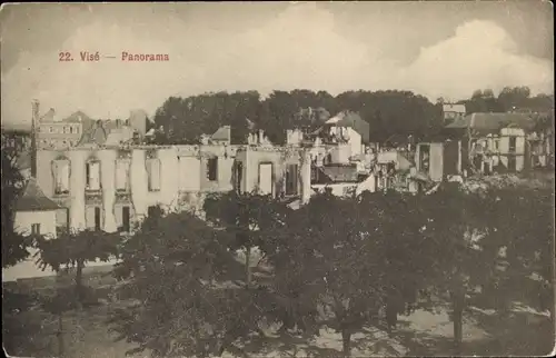 Ak Visé Wallonien Lüttich, Panorama der zerstörten Stadt, Kriegszerstörung 1. WK