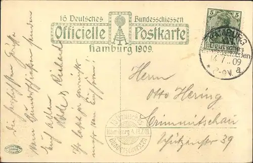 Ak Hamburg, 16. Deutsches Bundesschießen 1909, Festzug, Hamburger Bürgermilitär