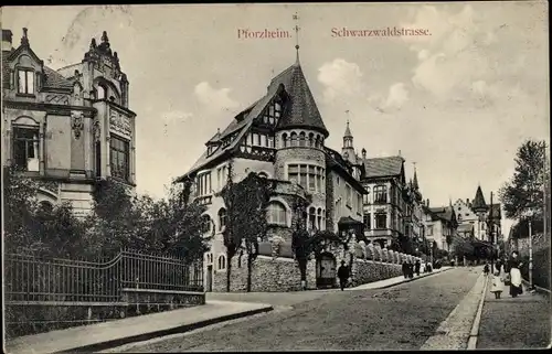 Ak Pforzheim im Schwarzwald Baden Württemberg, Partie in der Schwarzwaldstraße