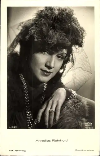 Ak Schauspielerin Annelies Reinhold, Portrait