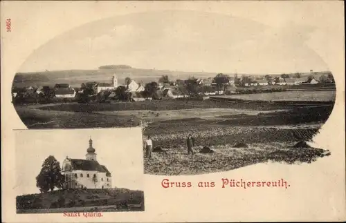 Ak Püchersreuth in der Oberpfalz, Sankt Quirin, Blick auf den Ort