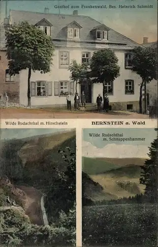 Ak Bernstein Schwarzenbach am Wald Oberfranken, Gasthof zum Frankenwald, Wilde Rodachthal