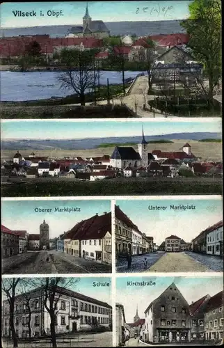 Ak Vilseck Oberpfalz Bayern, Schule, Marktplatz, Kirchstraße