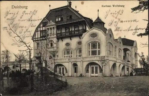 Ak Duisburg im Ruhrgebiet, Kurhaus Wolfsburg, Außenansicht 