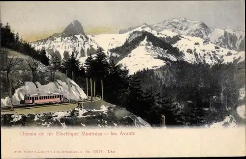 Ak Les Avants Montreux Kt. Waadt, Chemin de fer Electrique, montagnes