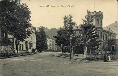 Ak Grünau Passau in Niederbayern, Sedan Straße