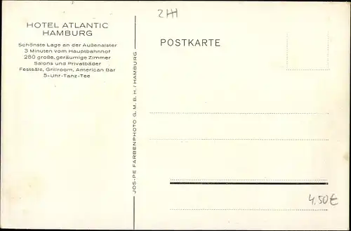 Ak Hamburg Mitte Altstadt, Hotel Atlantic