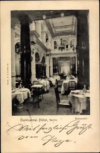 Ak Berlin Mitte, Continental Hotel, Innenansicht, Restaurant