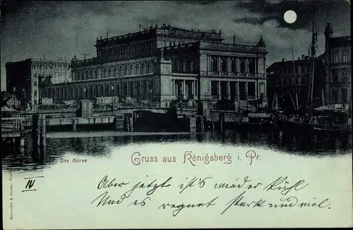 Mondschein Ak Kaliningrad Königsberg Ostpreußen, Partie an der Börse