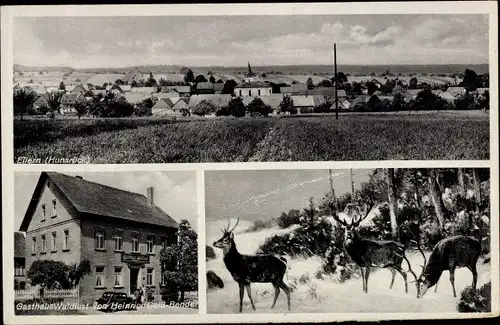 Ak Ellern im Hunsrück, Gasthaus Waldlust, Hirsche im Winter