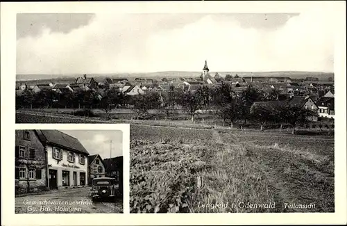 Ak Lengfeld Otzberg im Odenwald, Gemischtwarenhandlung, Blick auf den Ort