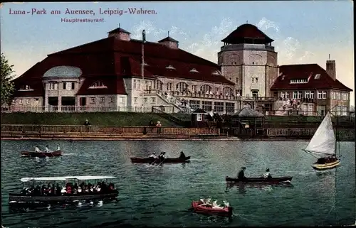 Ak Wahren Leipzig in Sachsen, Lunapark am Auensee, Hauptrestaurant