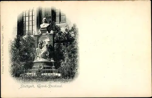 Ak Stuttgart in Württemberg, Gerok Denkmal