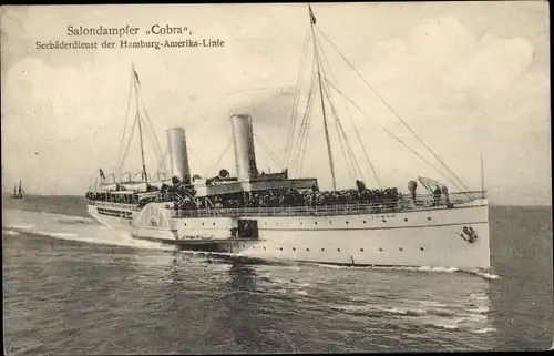 Ak Salondampfer Cobra, Seebäderdienst Hamburg Amerika Linie