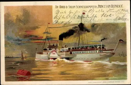 Künstler Litho Linde, Wladimir, Dampfer Princessin Heinrich, HAPAG Seebäderdienst