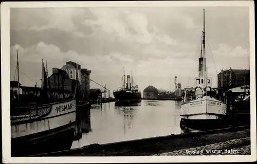 Ak Hansestadt Wismar, Hafen, Dampfer Wismar, Dampfer Insel Poel