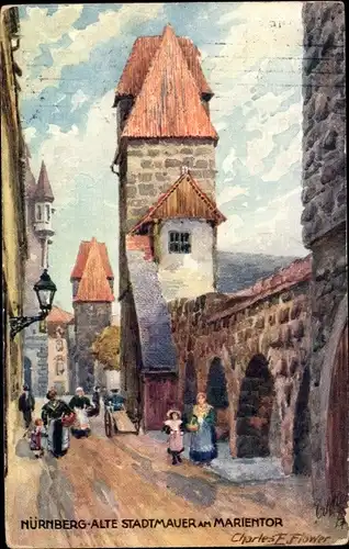 Künstler Ak Flower, Charles, Nürnberg, Alte Stadtmauer am Marientor, Tuck