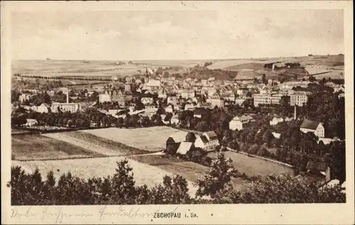 Ak Zschopau im Erzgebirge Sachsen, Ortsansicht mit Kirche und Schloss