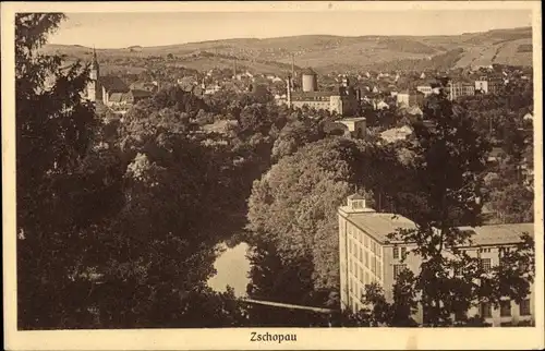 Ak Zschopau im Erzgebirge Sachsen, Ortsansicht mit Kirche und Schloss