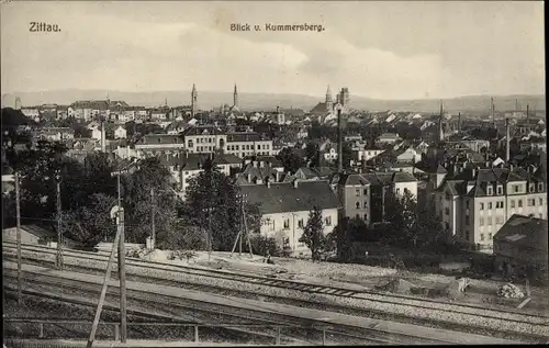 Ak Zittau in der Oberlausitz, Blick vom Kummersberg, Bahnstrecke