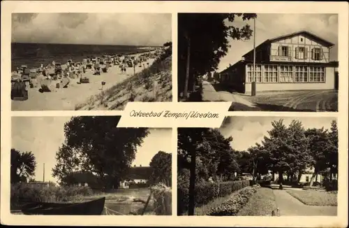 Ak Ostseebad Zempin auf Usedom, Strandleben, Ortsansichten