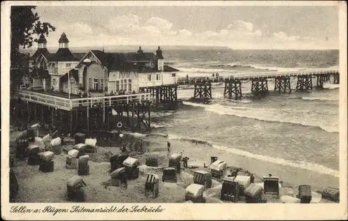 Ak Ostseebad Sellin auf Rügen, Seitenansicht der Seebrücke