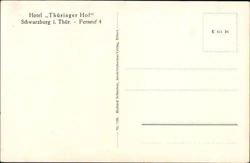 Ak Schwarzburg in Thüringen, Hotel Thüringer Hof, Panorama vom Trippstein, Trippsteinhäuschen