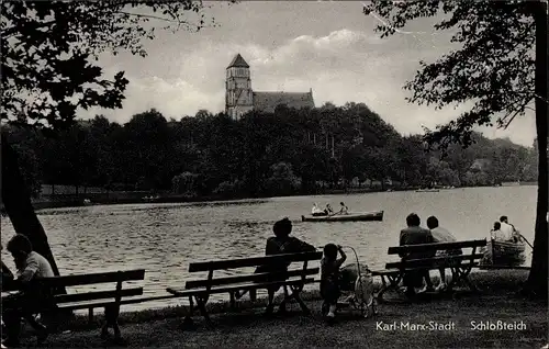 Ak Karl Marx Stadt Chemnitz in Sachsen, Schloßteich