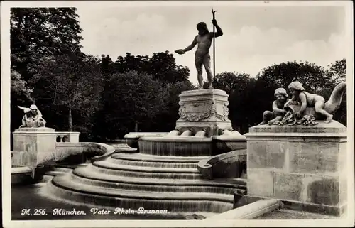 Ak München, Vater Rhein Brunnen