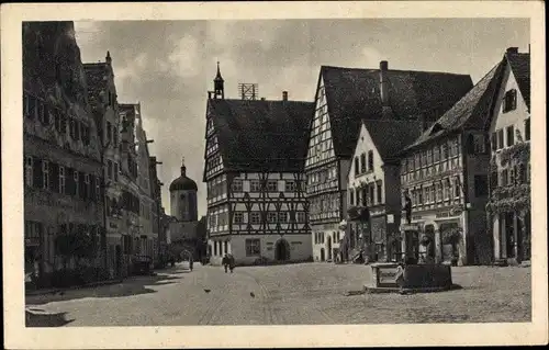 Ak Oettingen in Bayern, Hindenburgplatz mit Rathaus