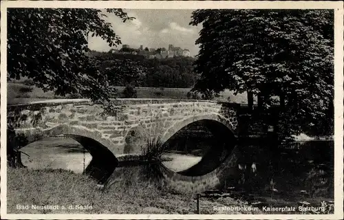 Ak Bad Neustadt an der Saale Unterfranken, Saalebrücke m. Kaiserpfalz Salzburg