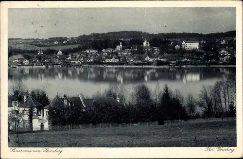 Ak Starnberg in Oberbayern, Panorama mit See