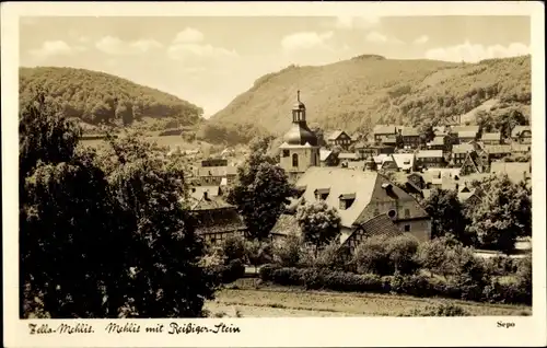 Ak Zella Mehlis im Thüringer Wald, Ort, Kirche, Reißiger Stein