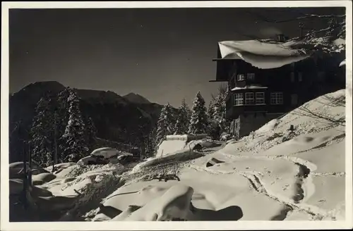 Ak Bayrischzell im Mangfallgebirge Oberbayern, Berghotel Sudelfeld, Seeberg + gr. Miesing, Winter