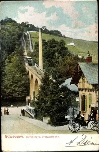 Ak Wiesbaden in Hessen, Neroberg, Drahtseilbahn