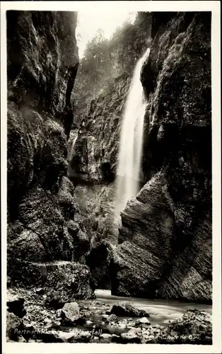 Ak Garmisch Partenkirchen in Oberbayern, Partnachklamm, Schleierfall