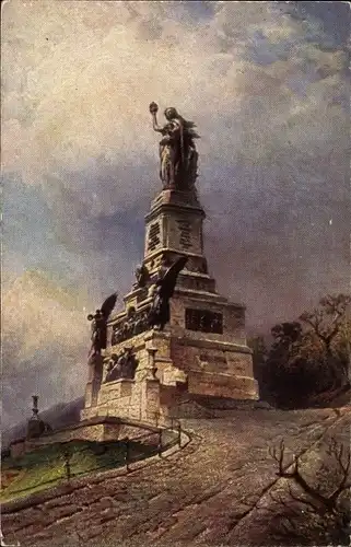 Künstler Ak Rüdesheim am Rhein, Niederwald Nationaldenkmal