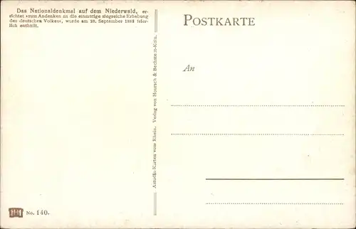 Künstler Ak Rüdesheim am Rhein, Niederwald Nationaldenkmal