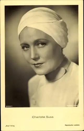 Ak Schauspielerin Charlotte Susa, Portrait mit Turban