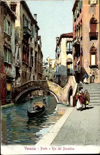 Ak Venezia Venedig Veneto, Ponte e Rio del Paradiso, Gondel