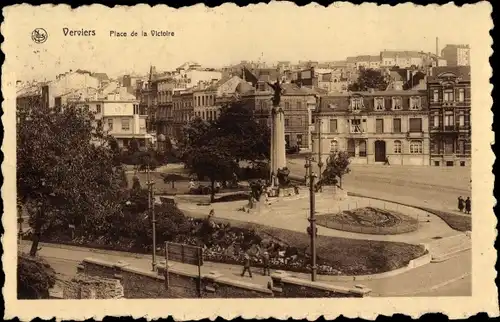 Ak Verviers Wallonien Lüttich, Place de la Victoire, Säule