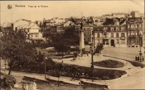 Ak Verviers Wallonien Lüttich, Place de la Victoire, Säule