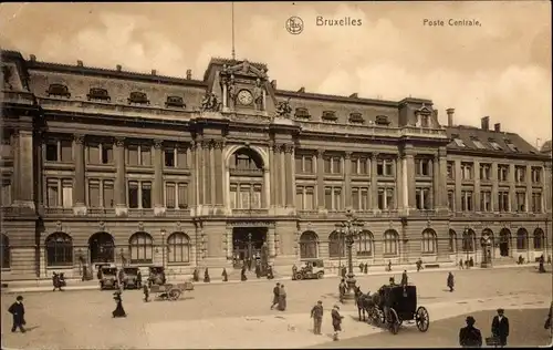 Ak Bruxelles Brüssel, Poste Centrale, Kutsche
