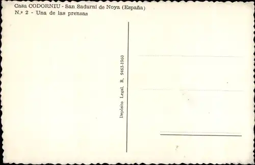 Ak San Sadurni de Noya Katalonien, Casa Codorniu, Una de las prensas
