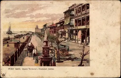 Ak Port Said Ägypten, Queen Victoria's Diamond Jubilee